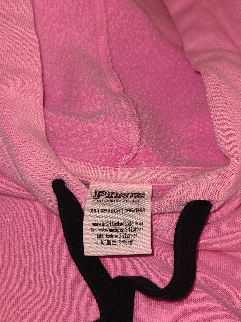 PINK Victoria's Secret Bubblegum Pink Pullover Hoodie with Black Drawstrings - Picture 5 of 5